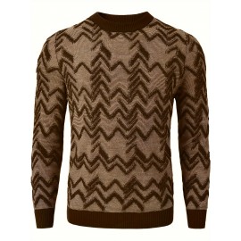 Men's Retro Argyle Sweater Loose Crewneck Pullover Long Sleeve