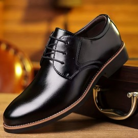 Men's Round Toe Lace-Up Dress Shoes, Non-Slip Formal Shoes For Wedding Party Business