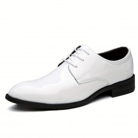 Elegant Mens Patent Leather Oxford Shoes - Shiny Finish, Comfort Insole, Perfect for Formal Events & Weddings