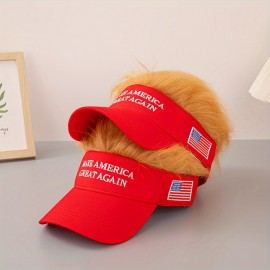 1pc Casual Style Cotton Baseball Cap with Novelty Hair Design - Adjustable Unisex Trump 2024 Campaign Truck Driver Hat