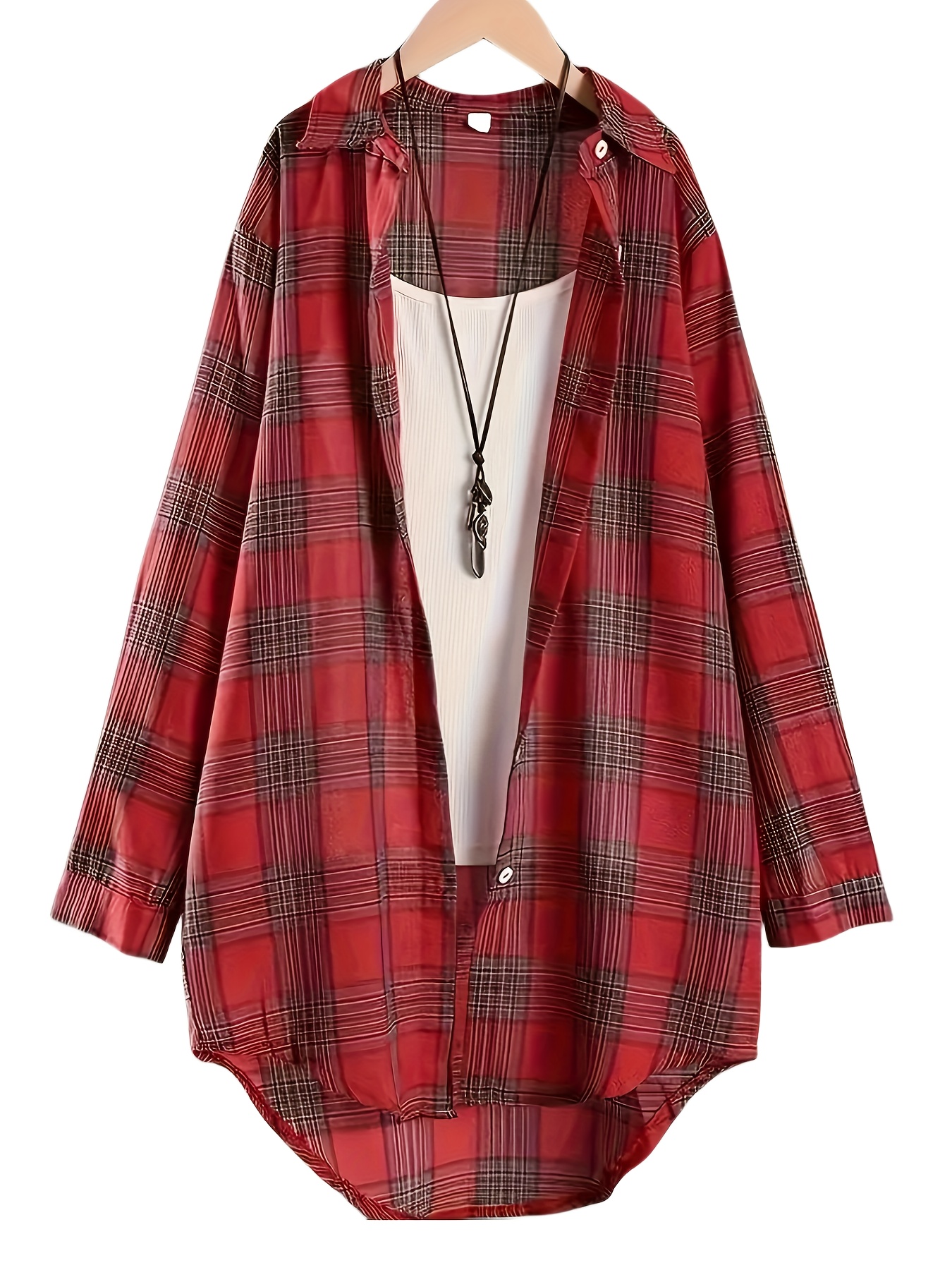 plus size plaid print shirt casual long sleeve button front shirt womens plus size clothing details 8