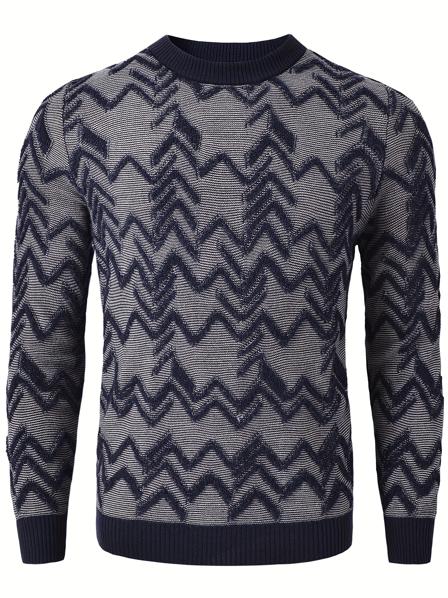 mens retro argyle sweater loose crewneck pullover long sleeve details 0