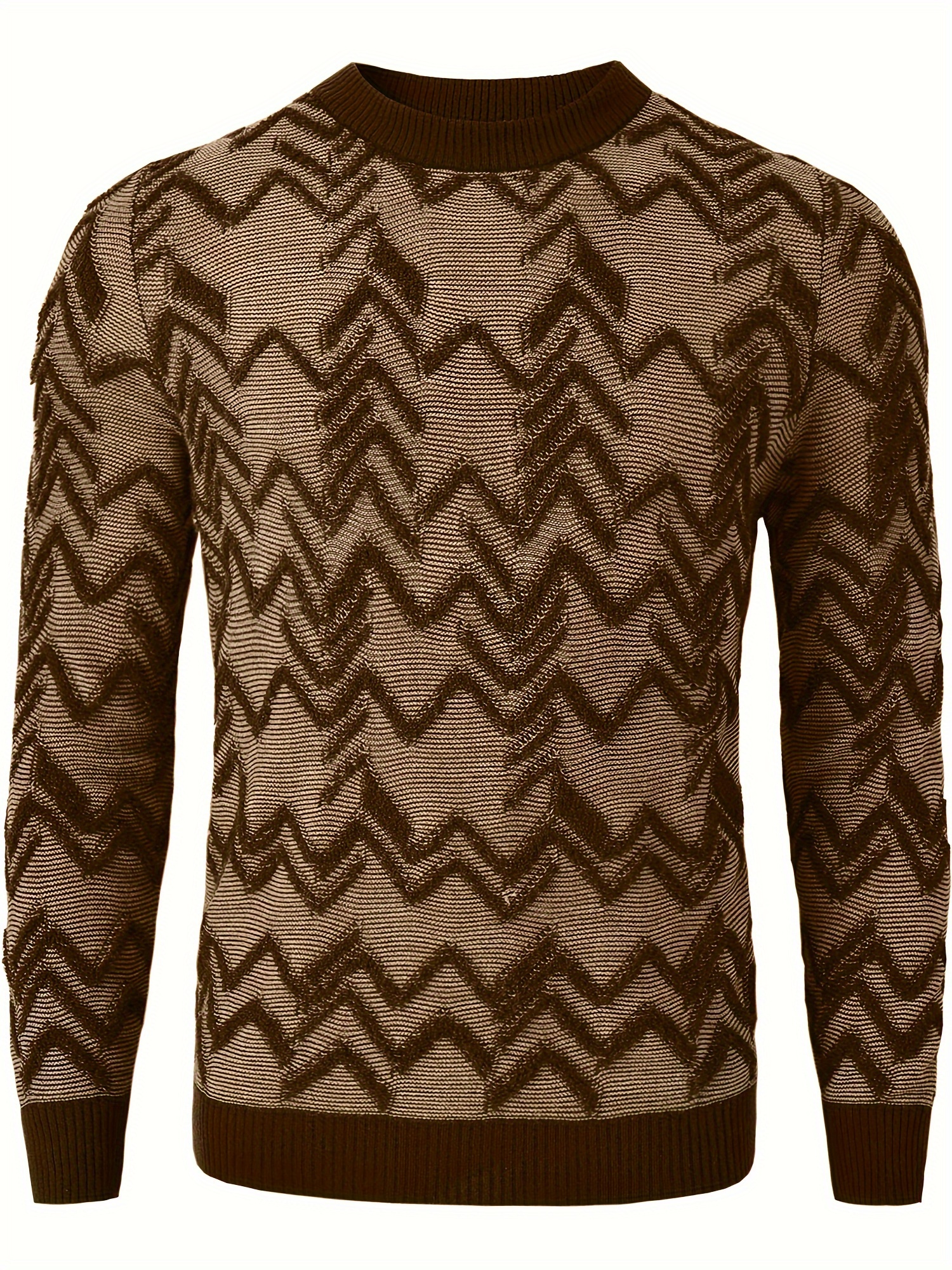 mens retro argyle sweater loose crewneck pullover long sleeve details 5