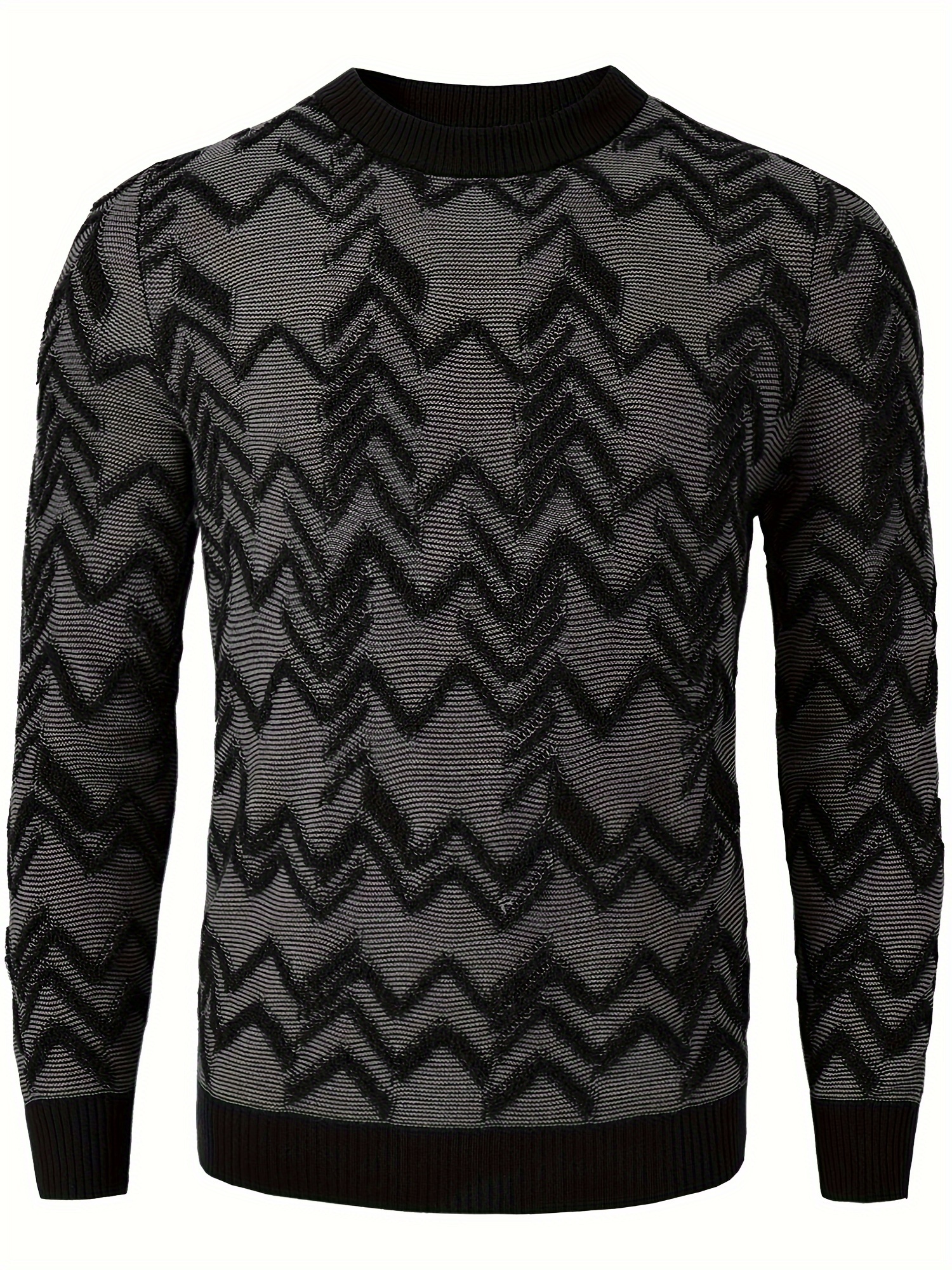 mens retro argyle sweater loose crewneck pullover long sleeve details 13