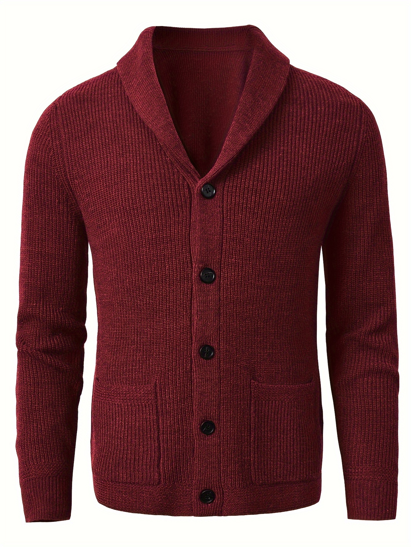 plus size mens solid shawl collar knit cardigan sweater with pockets for winter fall casual elegant coat with pockets details 10