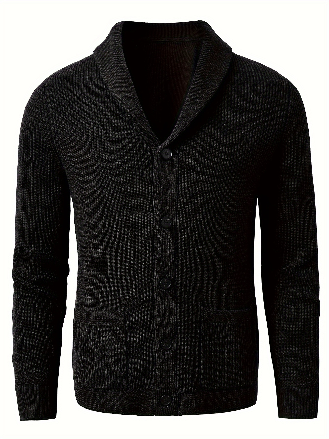 plus size mens solid shawl collar knit cardigan sweater with pockets for winter fall casual elegant coat with pockets details 16