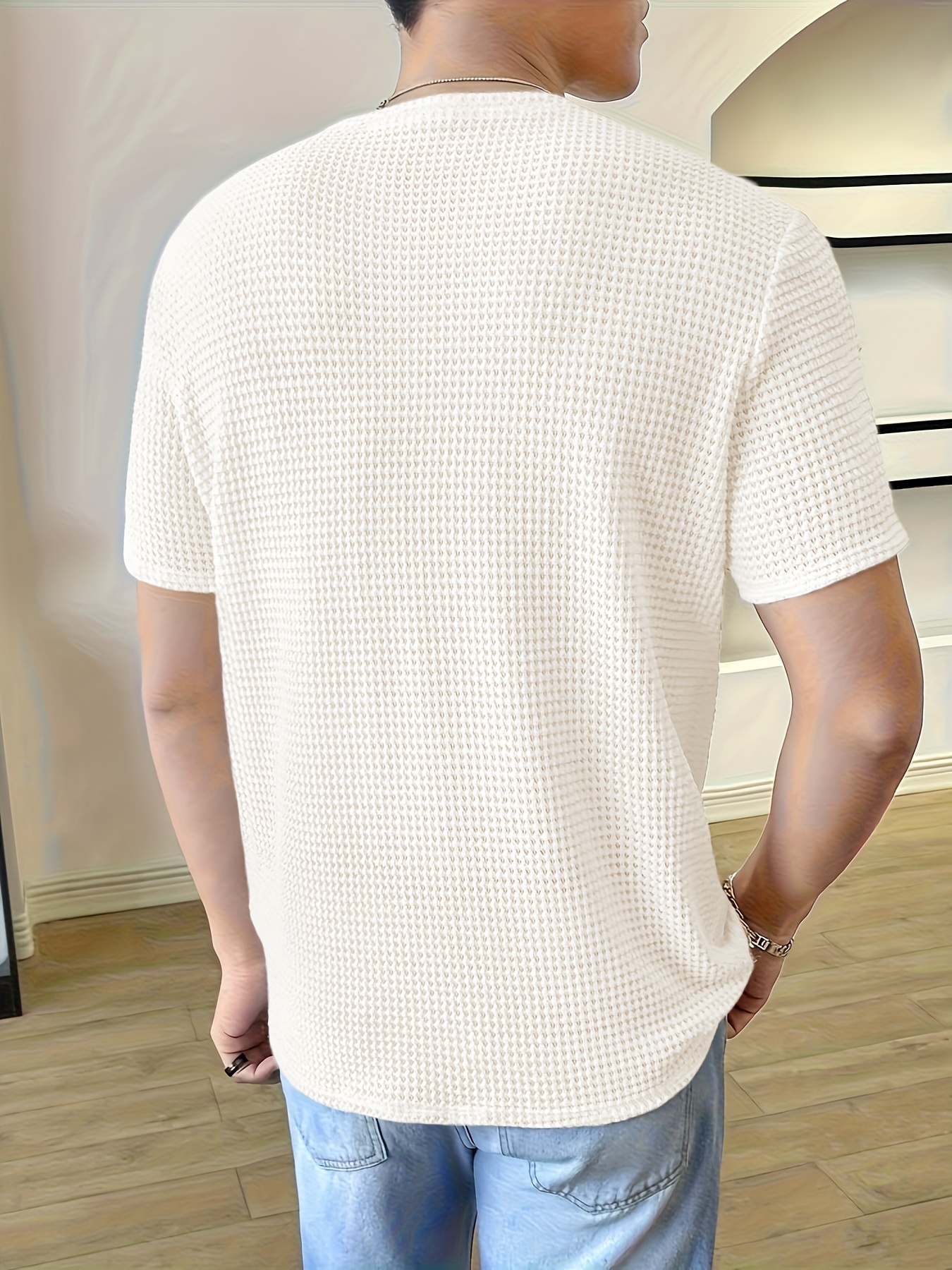 plus size mens solid knit short sleeve tees for summer casual trendy pullover details 1