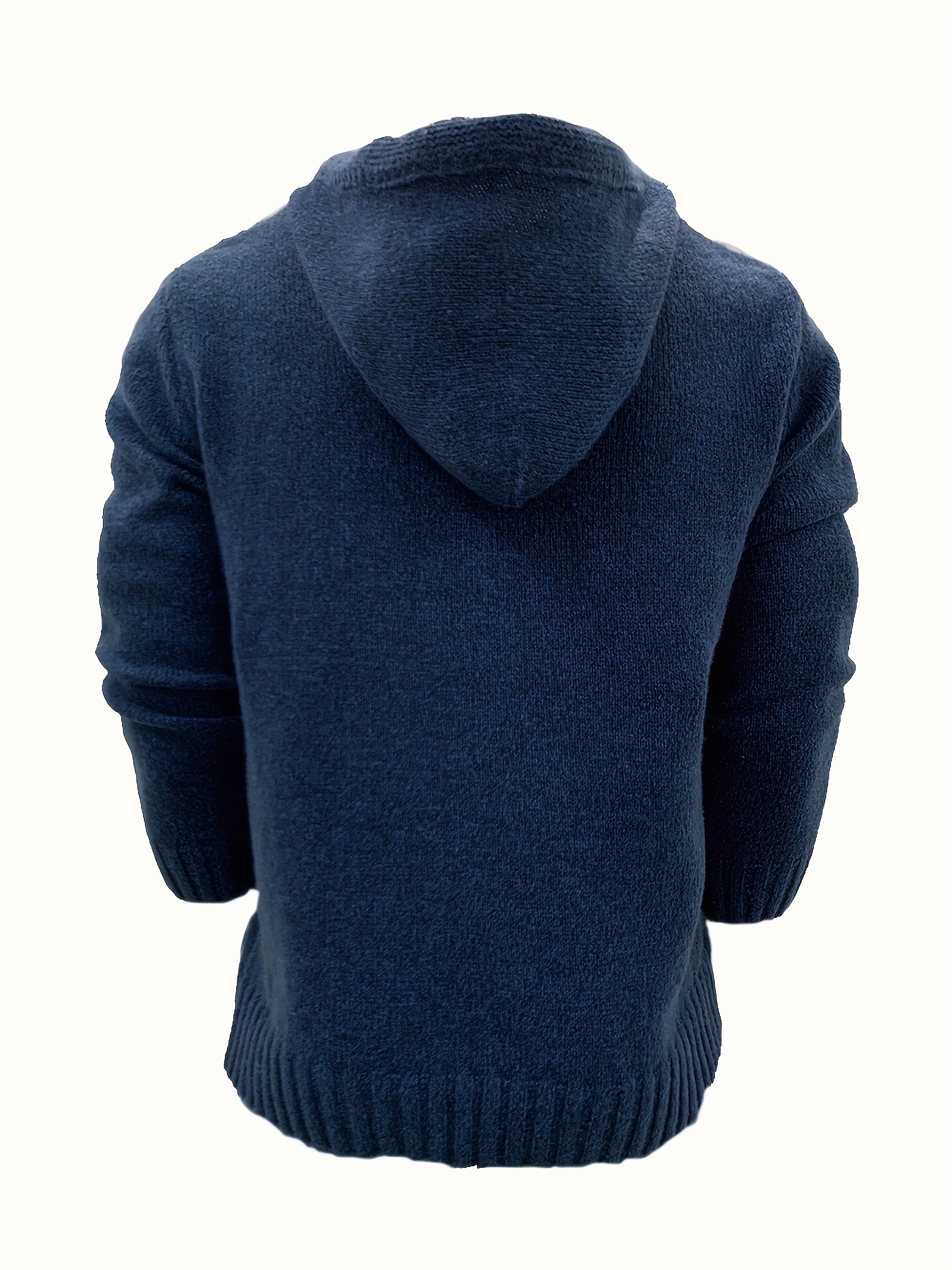 plus size mens knit solid hooded sweater with buttons comfy casual stylish slightly stretch tops mens clothing details 20