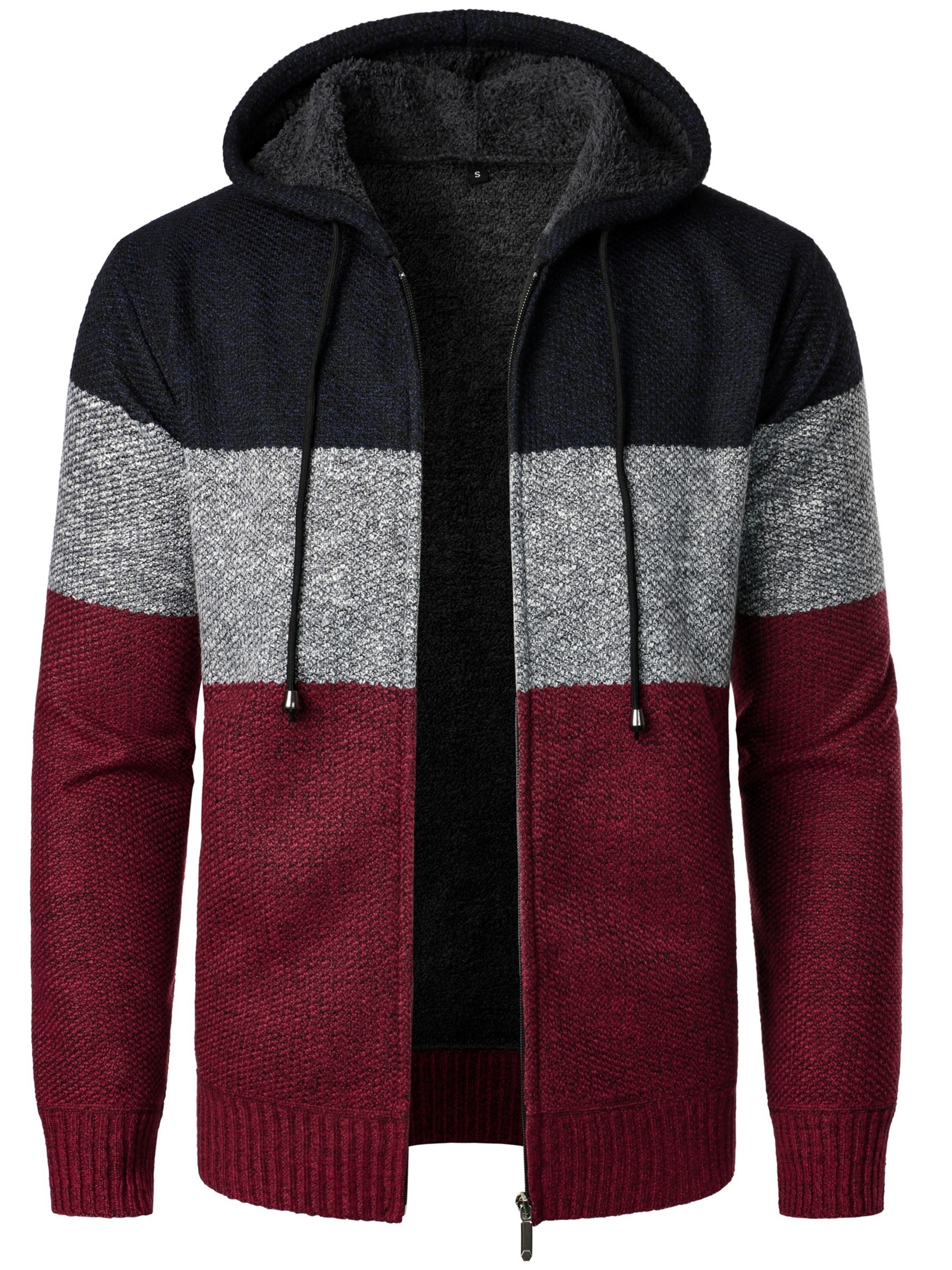 plus size mens contrast color hooded jacket for spring fall winter mens clothing details 0