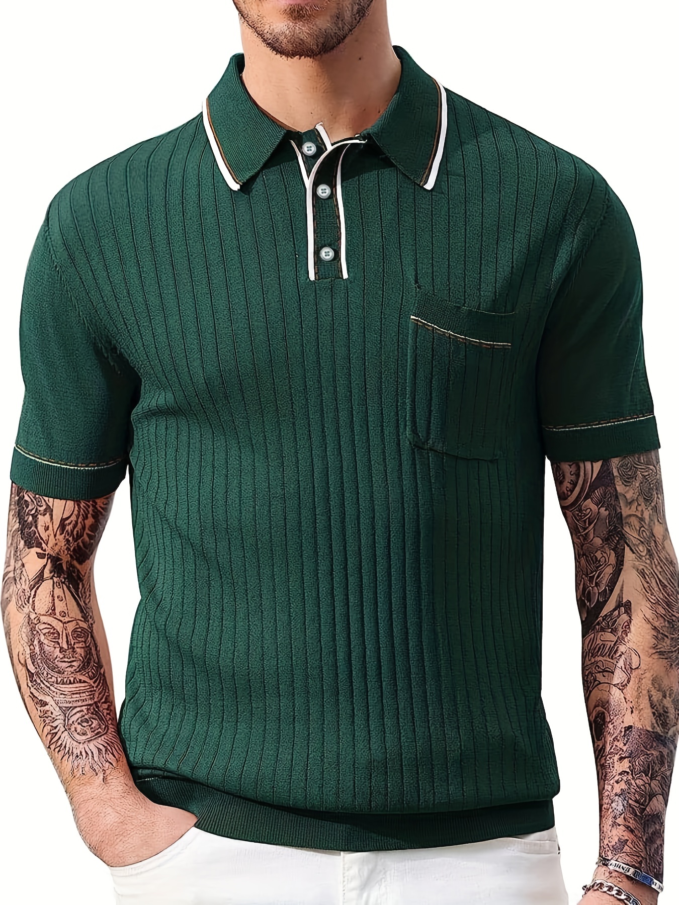 mens solid color textured knit sweater for business summer trendy casual tops for males plus size details 0