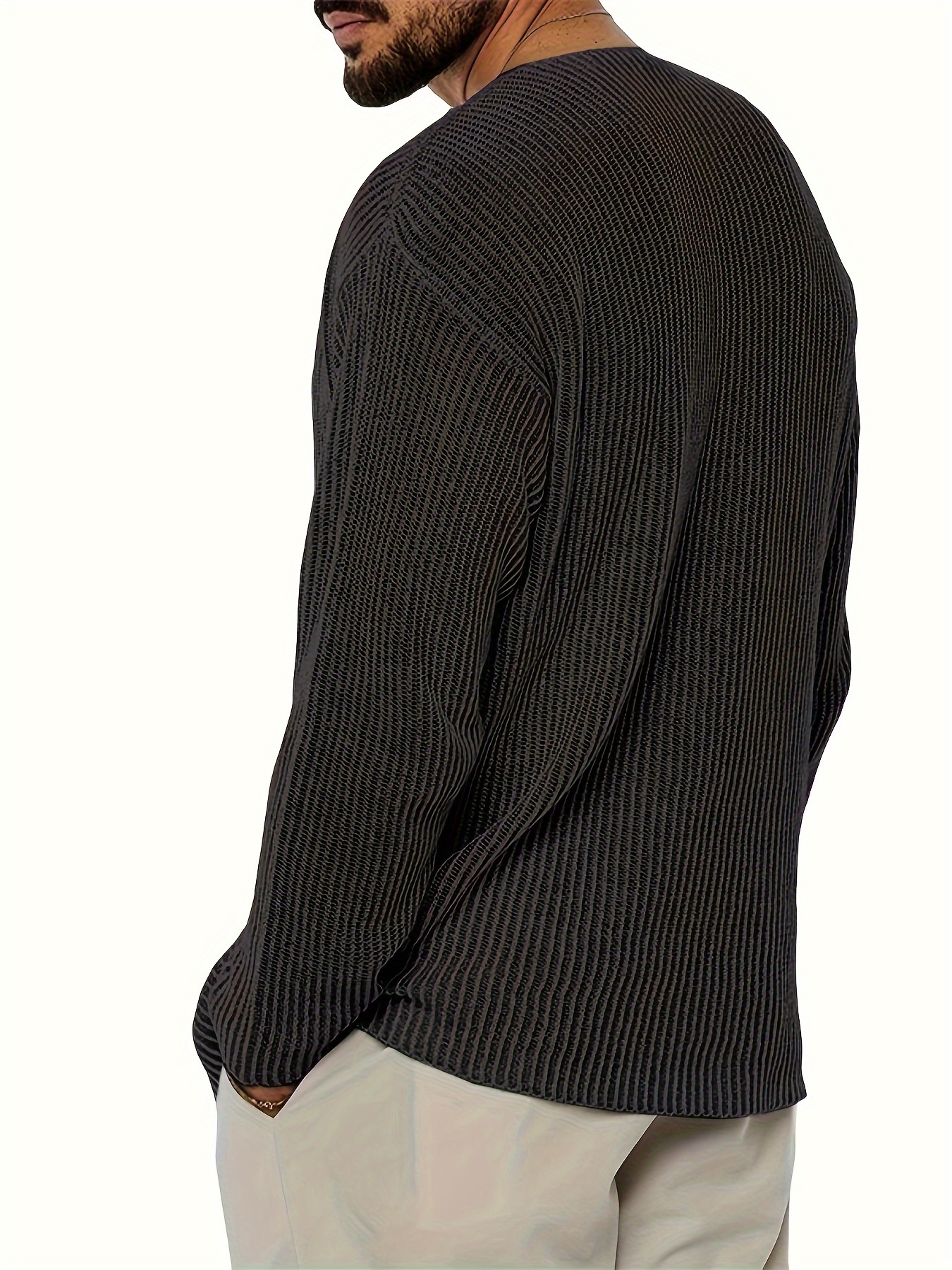 plus size mens solid knit sweater spring fall v neck pullover mens clothing outdoor details 19