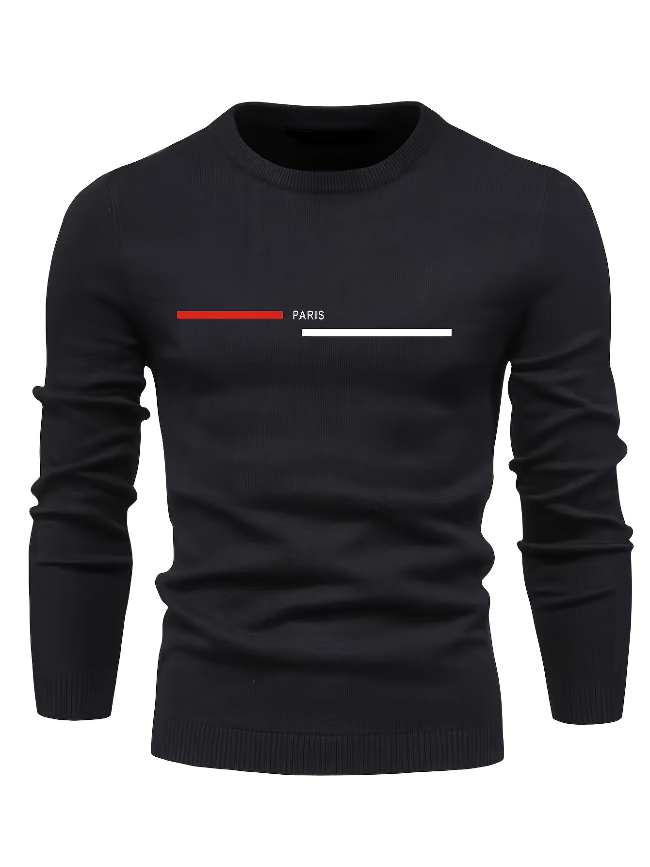 paris and red and white long bars geometric graphic print mens long sleeve sweater casual warm flex crew neck pullover for men for fall and winter details 23