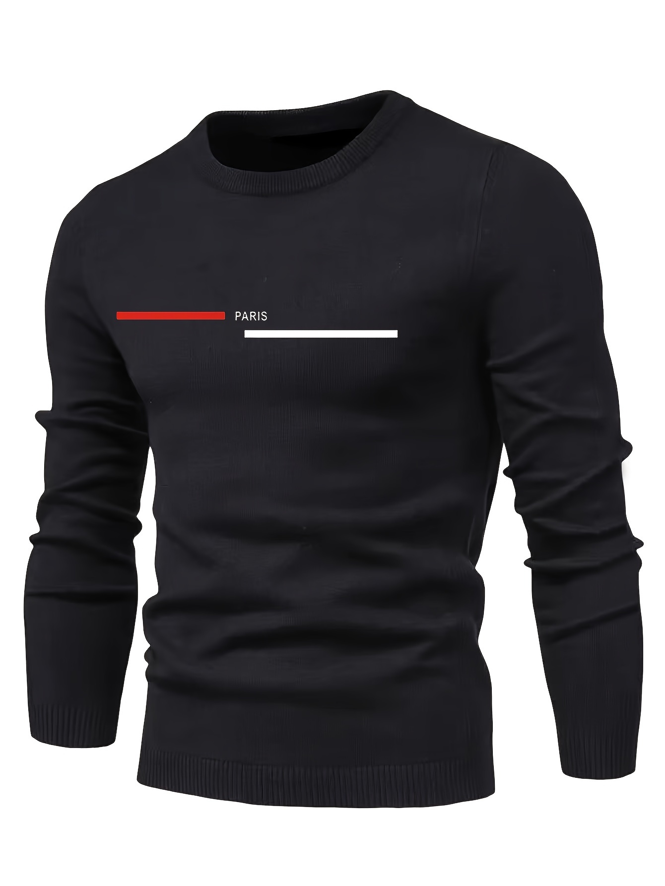 paris and red and white long bars geometric graphic print mens long sleeve sweater casual warm flex crew neck pullover for men for fall and winter details 24