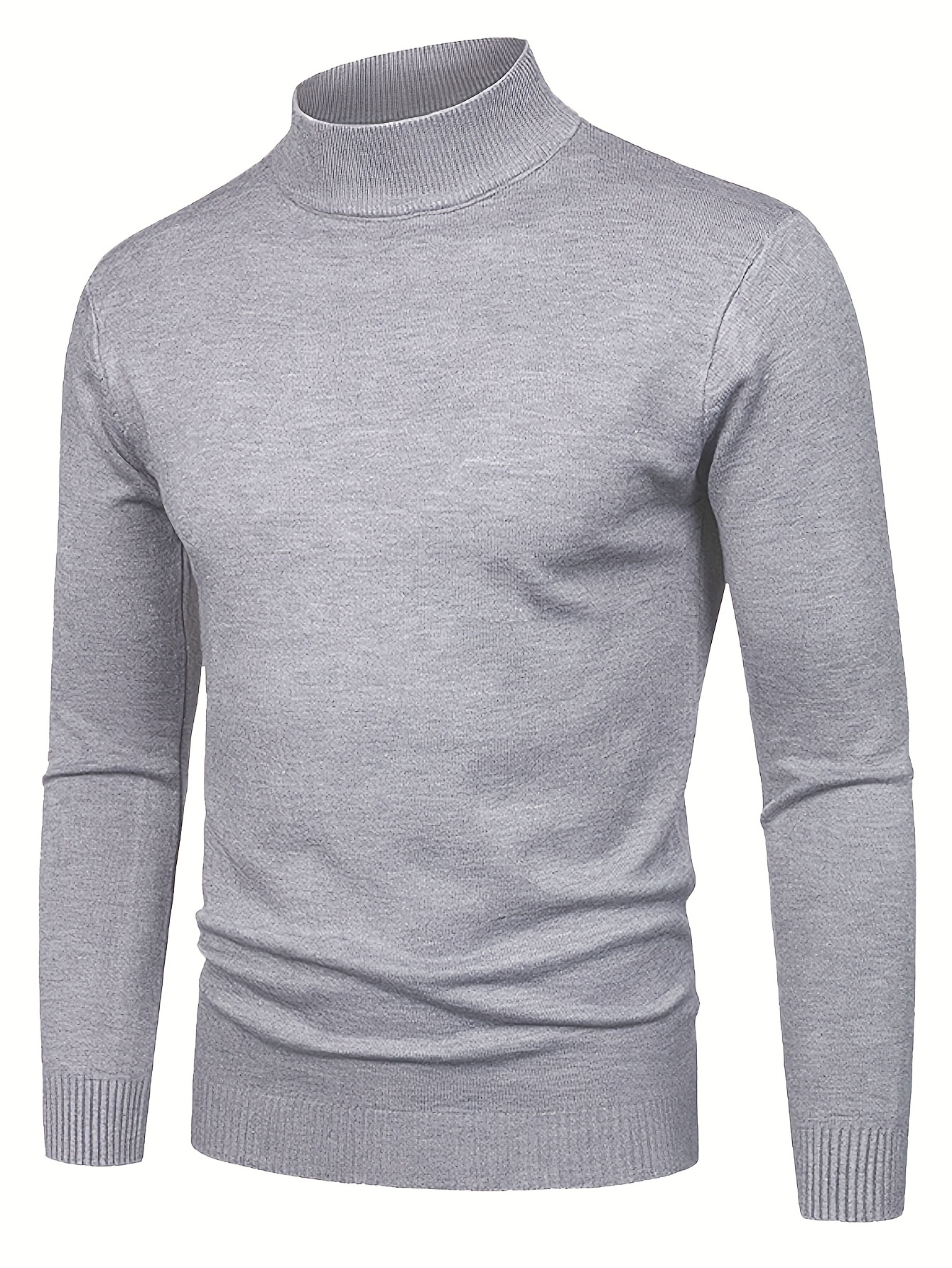 plus size mens solid knit shirt fashion casual long sleeve sweater for autumn winter mens clothing details 7