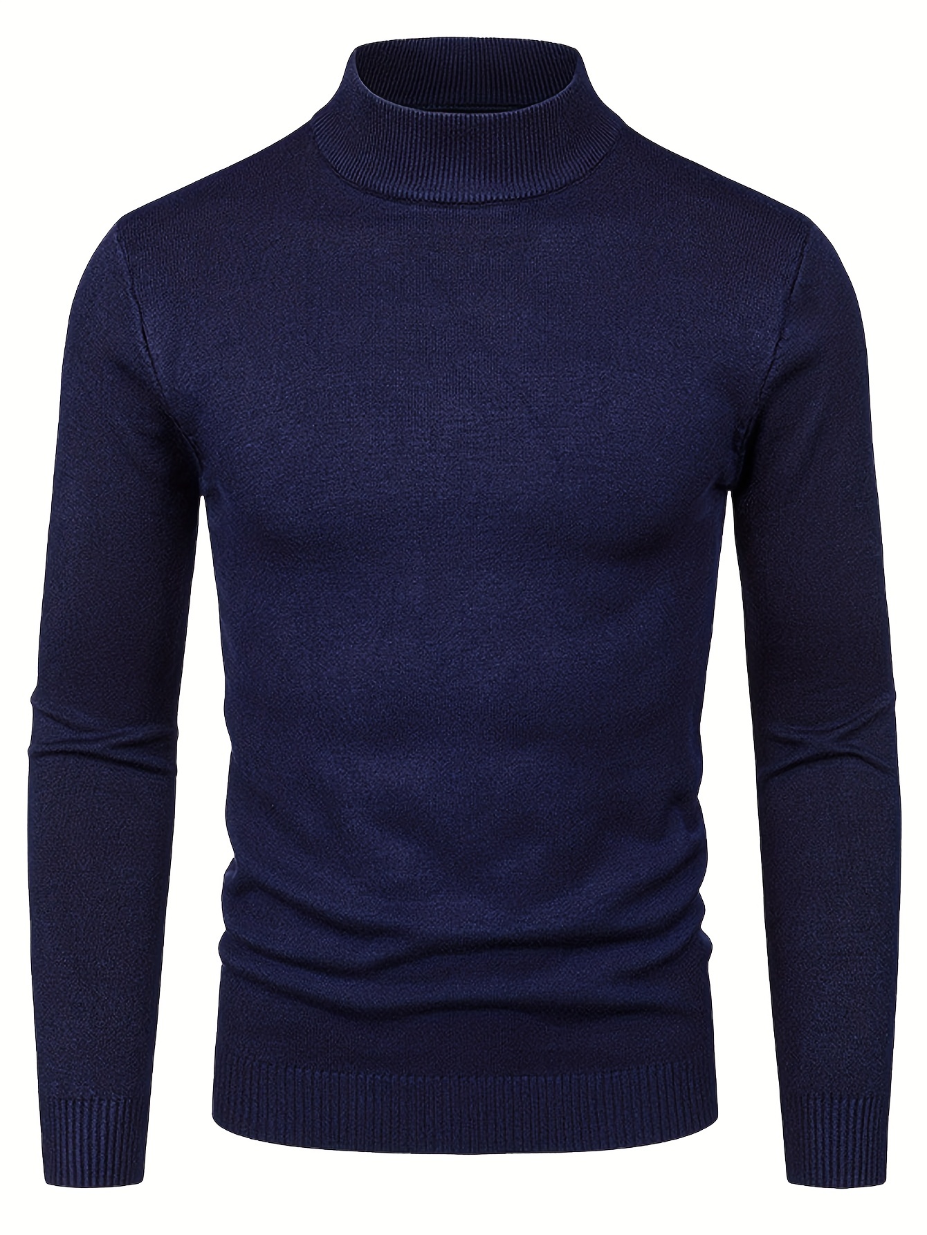 plus size mens solid knit shirt fashion casual long sleeve sweater for autumn winter mens clothing details 10