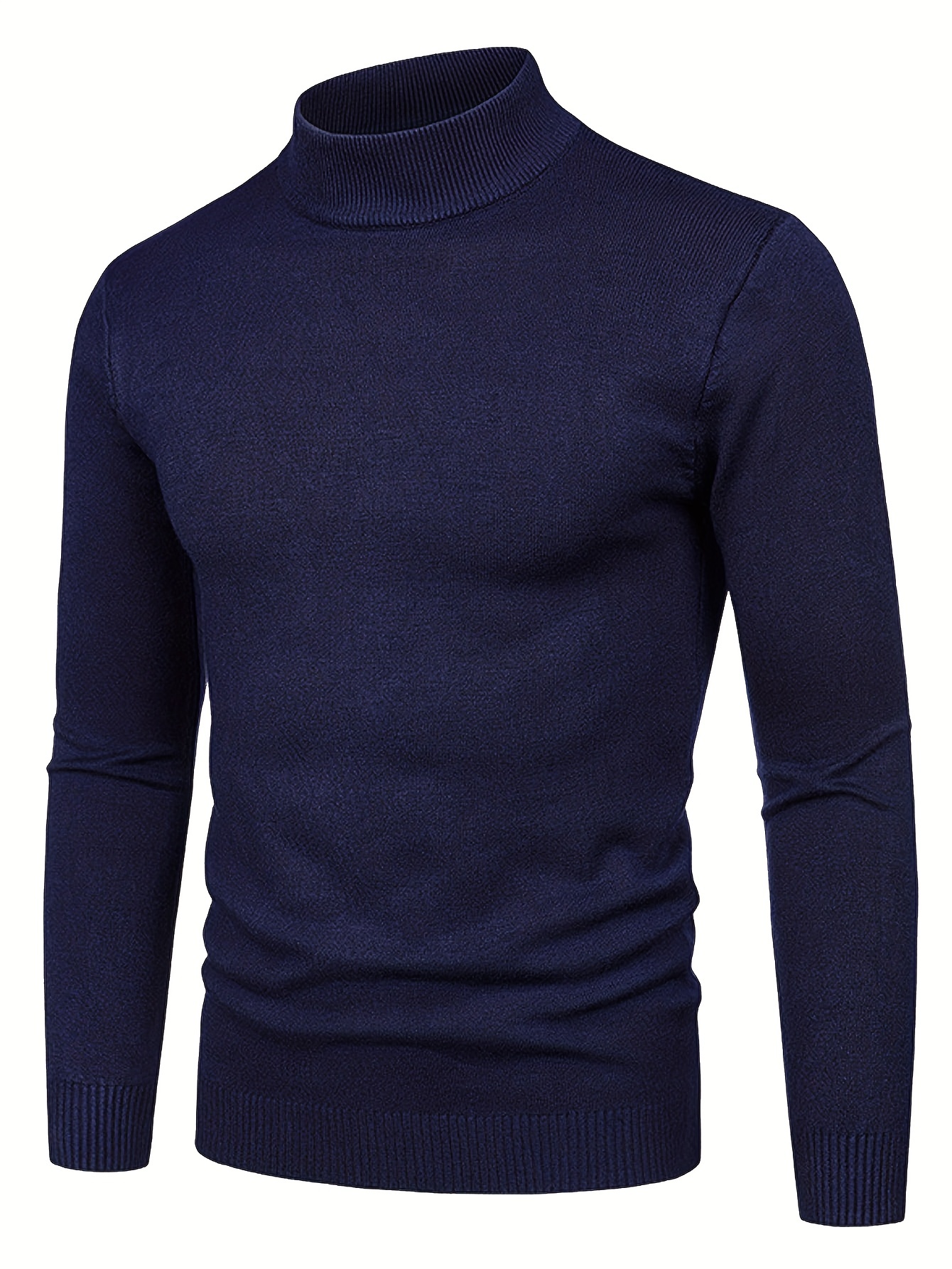 plus size mens solid knit shirt fashion casual long sleeve sweater for autumn winter mens clothing details 12