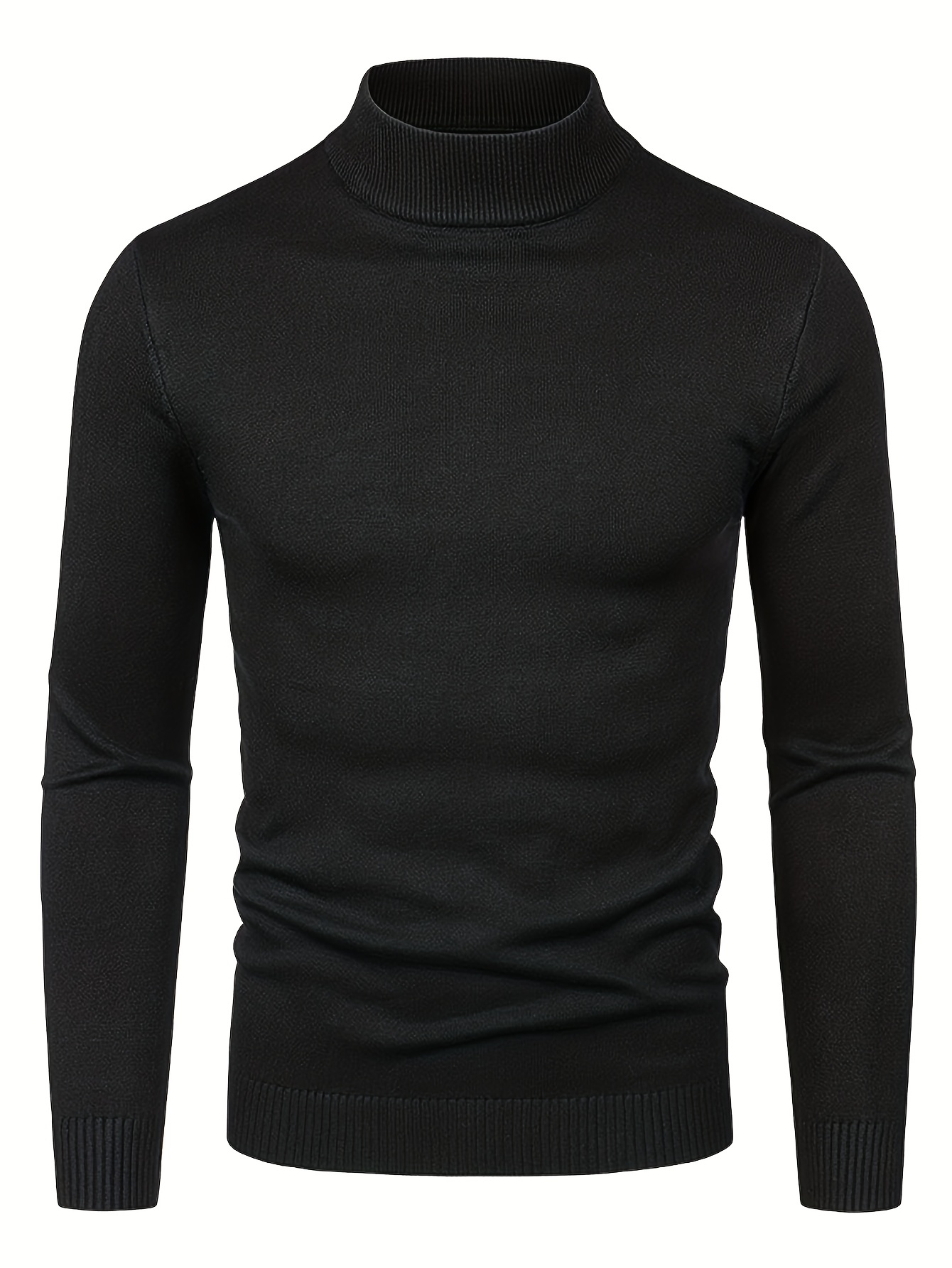 plus size mens solid knit shirt fashion casual long sleeve sweater for autumn winter mens clothing details 15