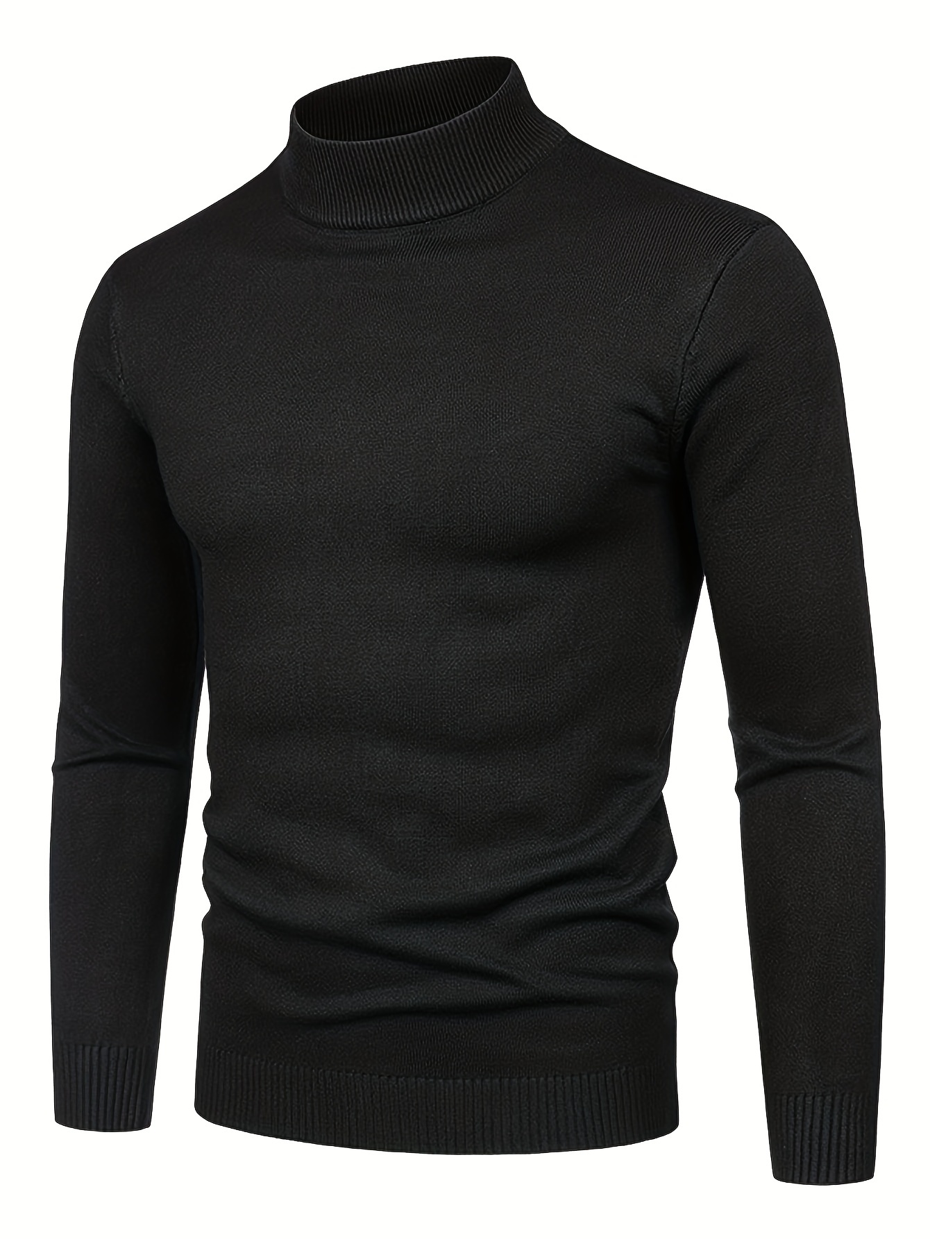 plus size mens solid knit shirt fashion casual long sleeve sweater for autumn winter mens clothing details 17