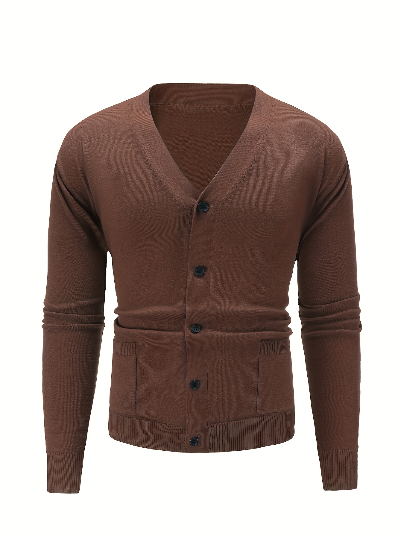 plus size knit cardigan for men solid basic casual v neck knit sweaters mens clothing details 0