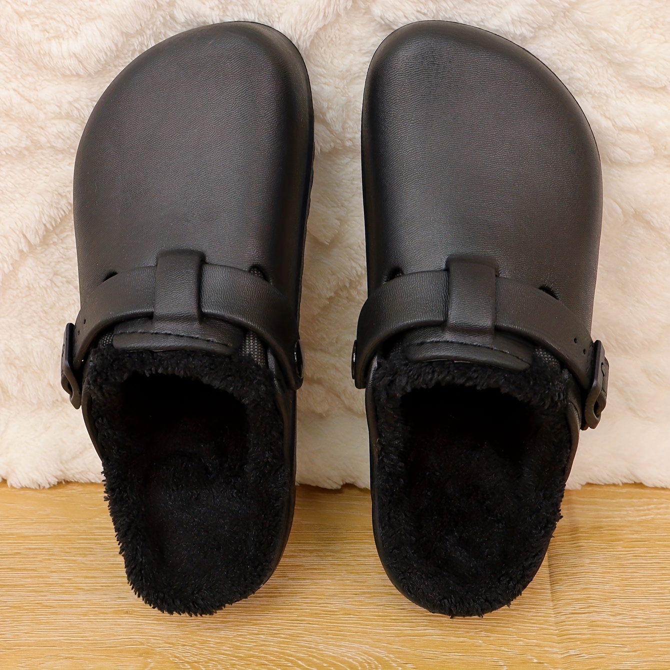 solid color thermal lined slippers slip on soft sole flat closed toe shoes winter plush indoor cozy shoes details 1