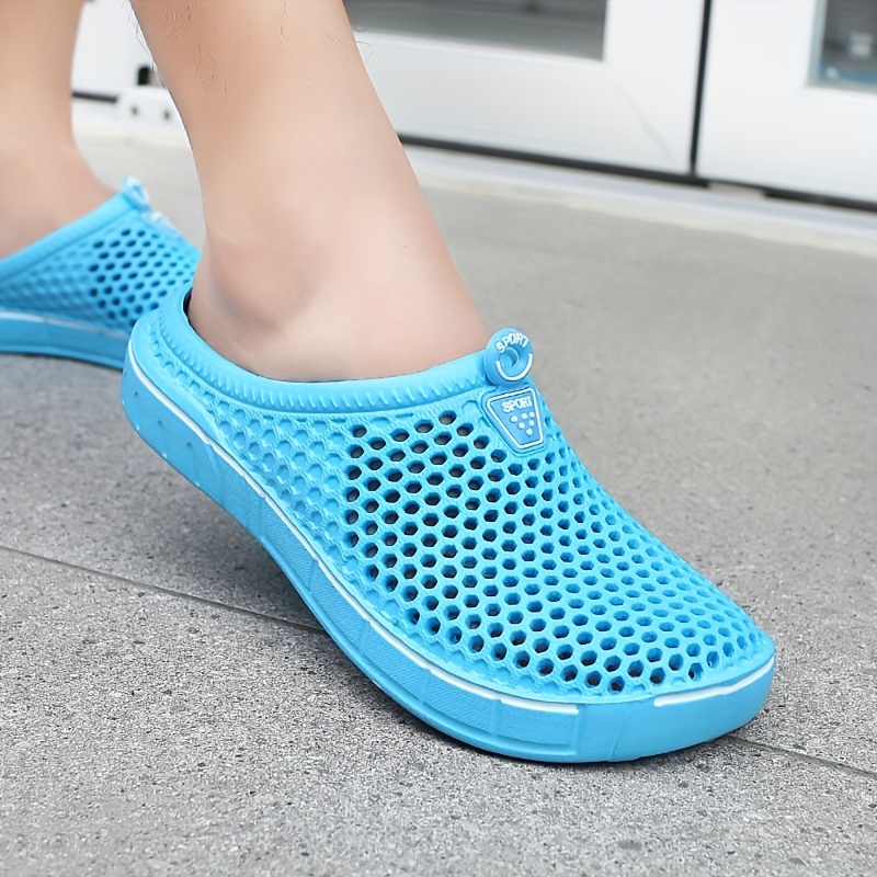 hollow out flat garden clogs solid color closed toe eva slide shoes indoor outdoor beach shoes details 6