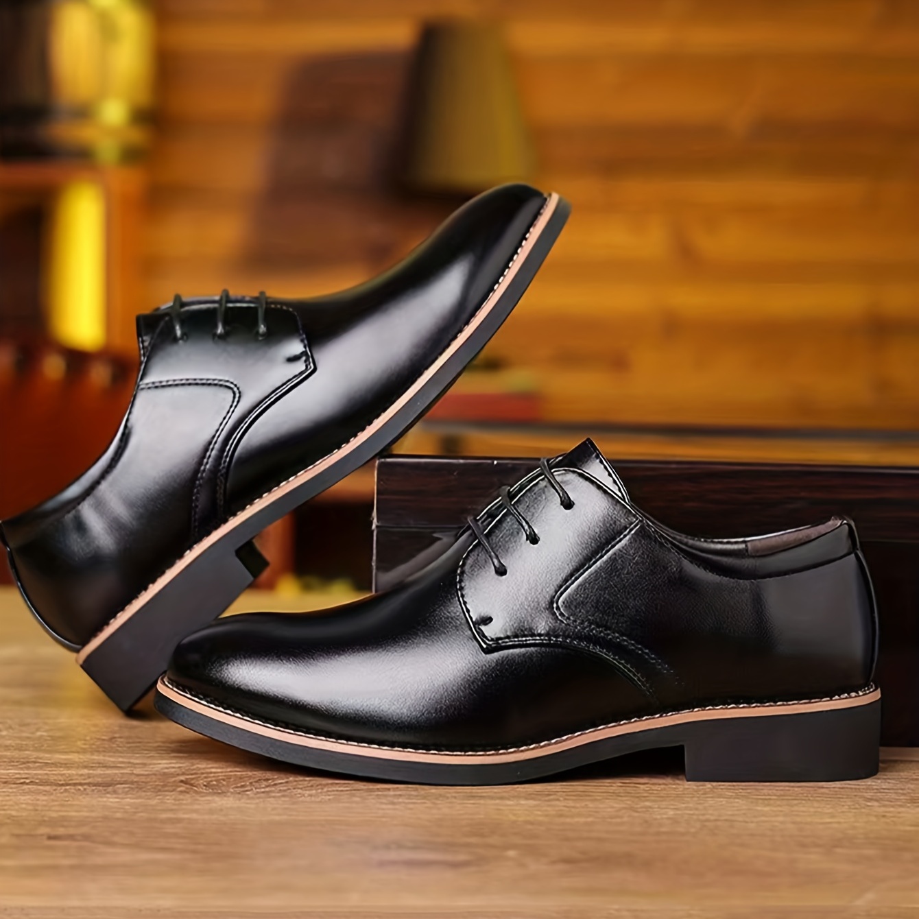 mens round toe lace up dress shoes non slip formal shoes for wedding party business details 3