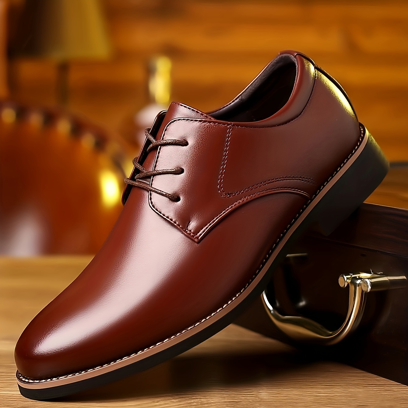 mens round toe lace up dress shoes non slip formal shoes for wedding party business details 5