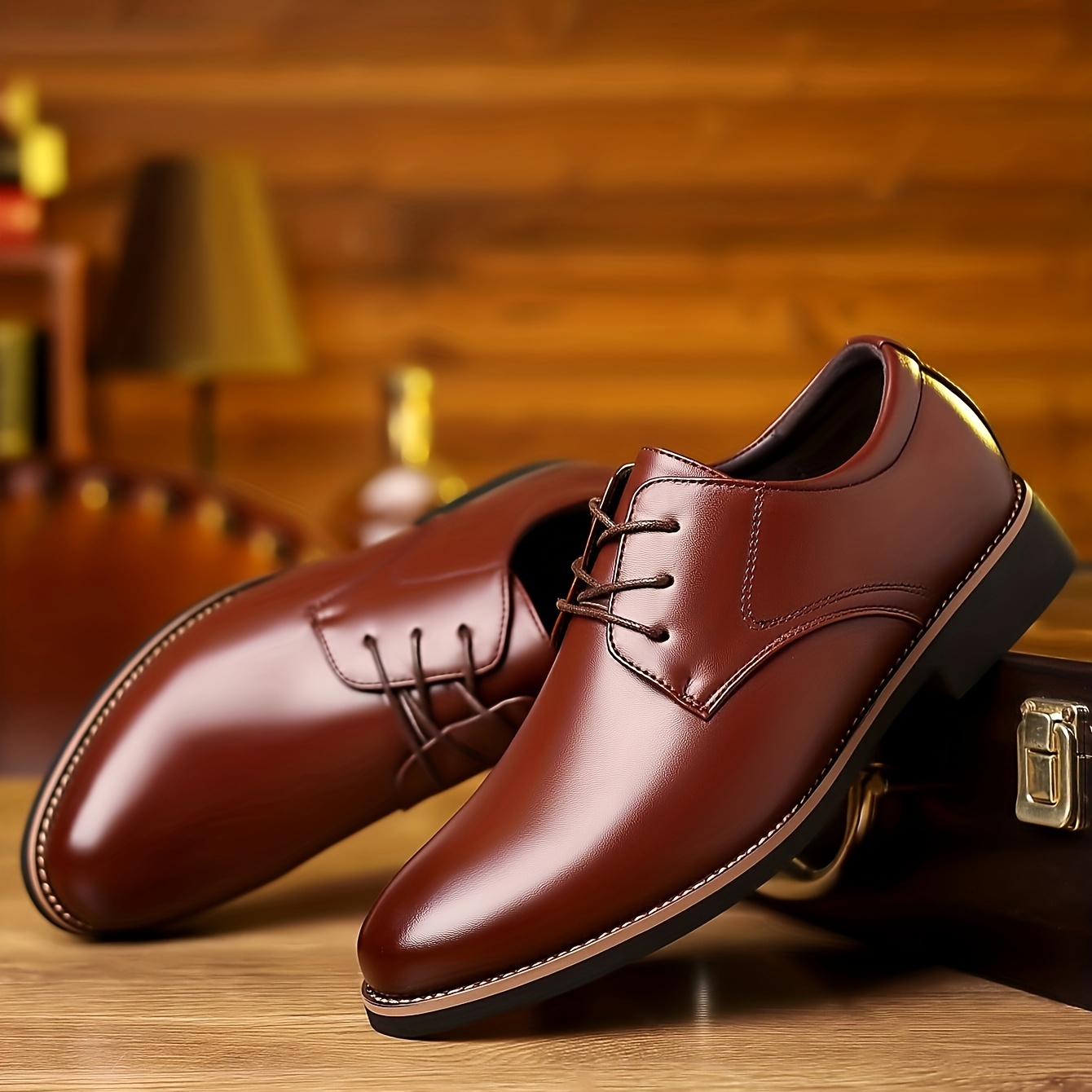 mens round toe lace up dress shoes non slip formal shoes for wedding party business details 8