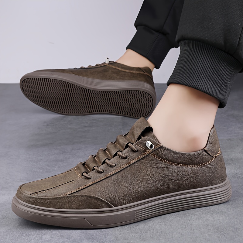 Mens Solid Color Vintage Business Style Shoes Split Cow Leather Upper Rubber Sole Casual Walking Shoes Mens Footwear Men s Shoes Temu details 6