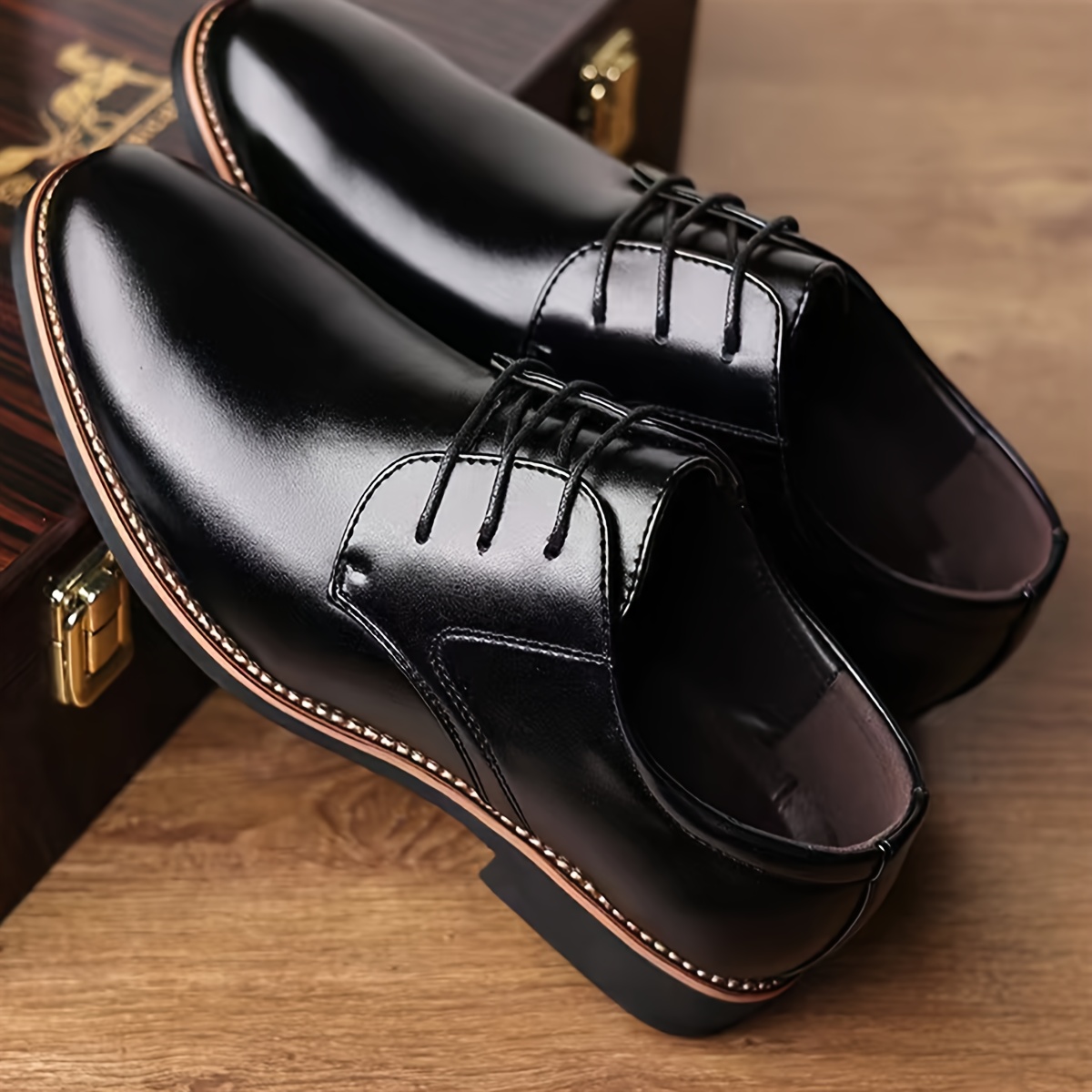 mens casual derby shoes breathable anti skid low top lace up shoes for business office spring autumn and winter details 6