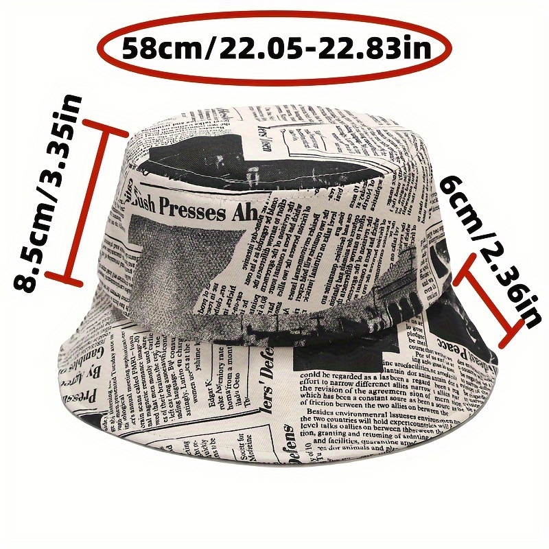 1pc versatile printed graffiti bucket hat for men and women travel distressed newspaper pattern basin sunshade bucket hat perfect for summer folding design details 3