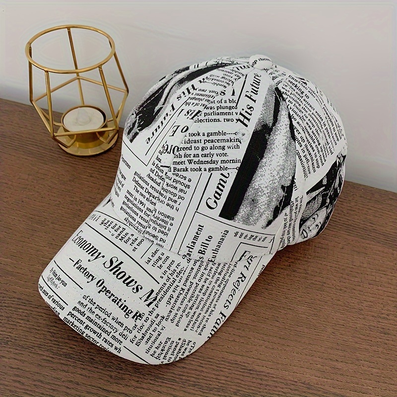 1pc trendy newspaper baseball cap for men and women street hip hop fashion versatile couple hat details 5