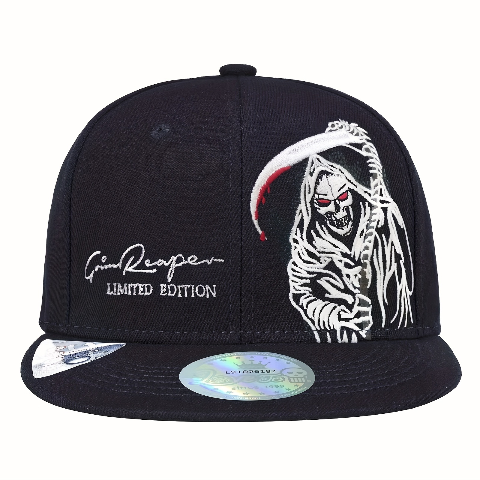   brand limited fashion grim   religious snapback hats for men women skull black flat bill baseball caps classic new fitted hat style halloween birthday youth celebration activity independent packaging gifts details 3