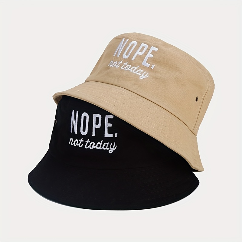 1pc unisex trendy versatile breathable sunshade bucket hat with letter embroidery for outdoor vacation travel details 0